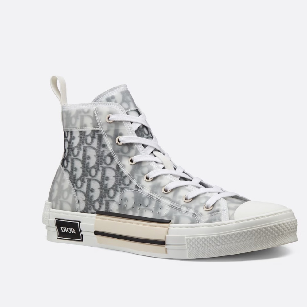 Dior B23 High-Top Sneaker White and Black Oblique Canvas 40.5